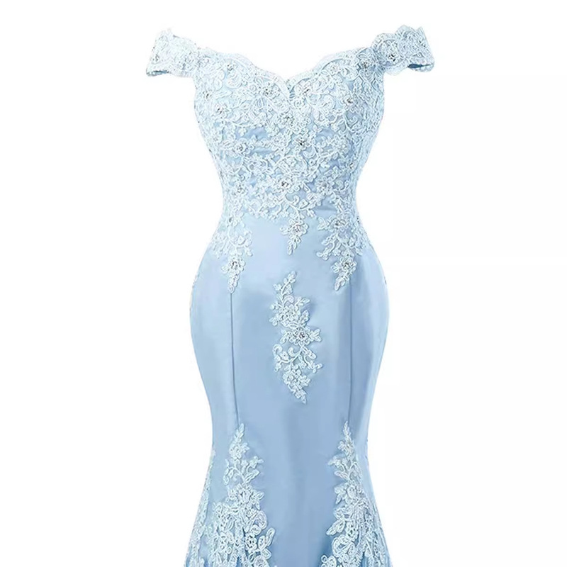 AliExpress New Off-Shoulder Fishtail Lace Beaded Ball Gown Sexy Slim-Fit Performance Host Evening Gown