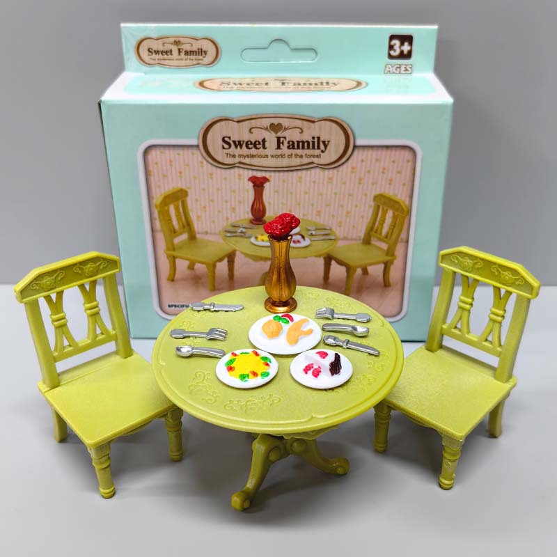 의자 2개 + 유럽식 원형 테이블 [절묘한 색상 상자/미니어처]