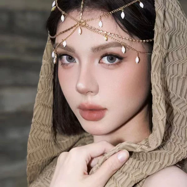 Desert Princess Retro Western-Style Tassel Forehead Chain Dunhuang Princess Hair Accessory Chain Exotic Style Eyebrow Ornament for Photoshoot