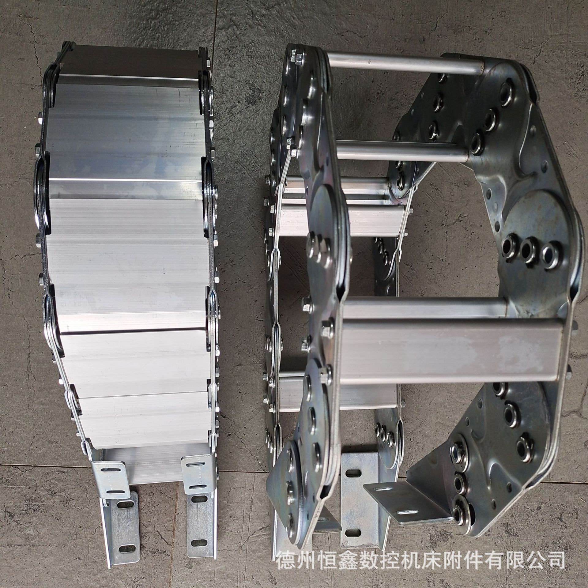 工程机床金属钢制坦克链 厂家供应桥式全封电缆穿线油管钢铝拖链|ms