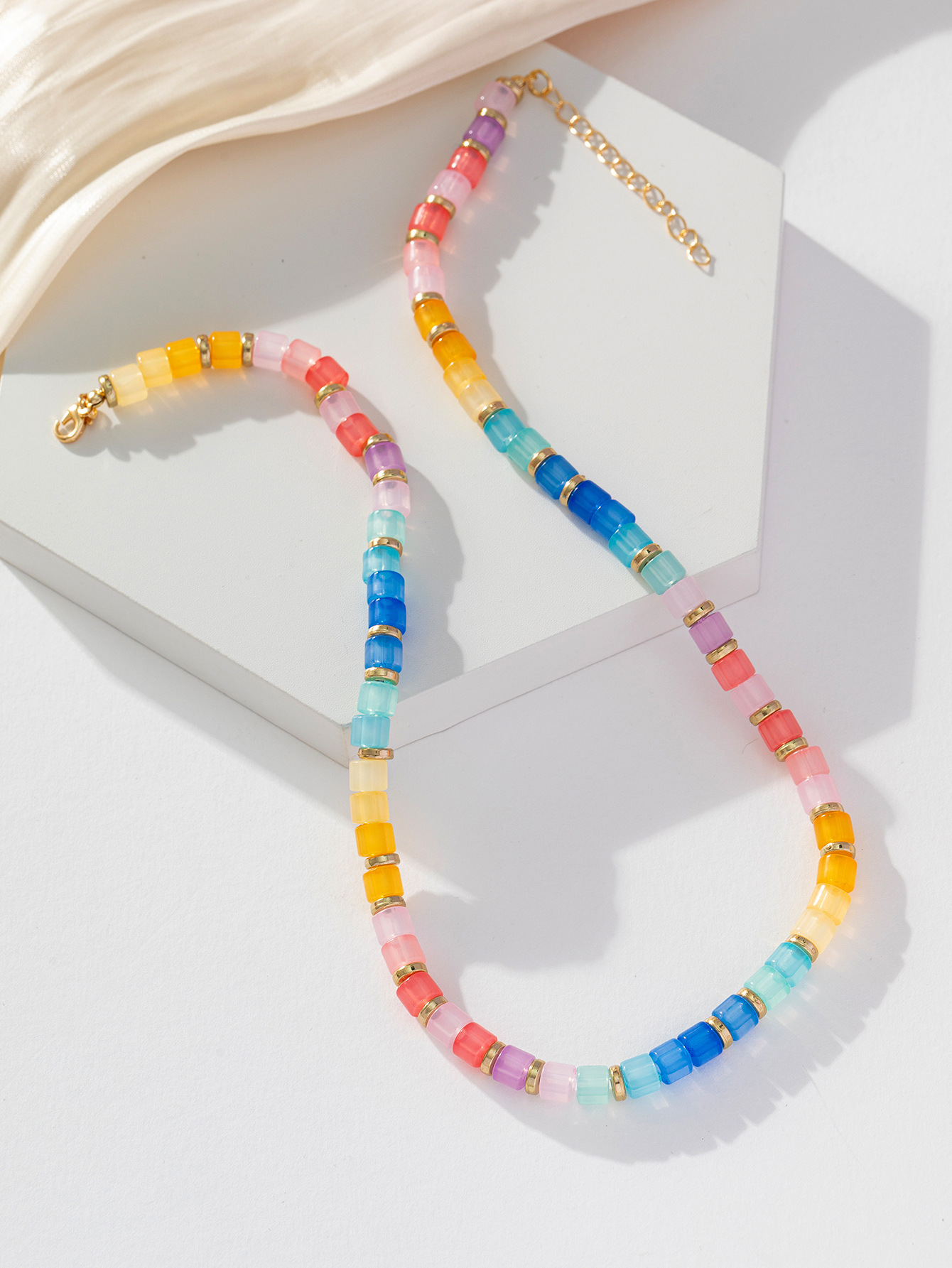 8g Weight Necklace Classification Resin, Copper Chain Material Beaded Chain Chain Type 1 Piece Quantity Holiday, Daily Occasion Resin, Copper Material Colorful Pattern All Seasons Season Women's Gender Vacation Style Vacation Colorful Resin Copper Beaded Chain Beaded Necklaces Wholesale 17
