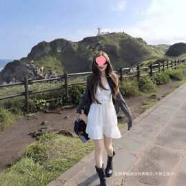 早秋韩系显瘦百搭针织开衫设计感吊带连衣裙两件套