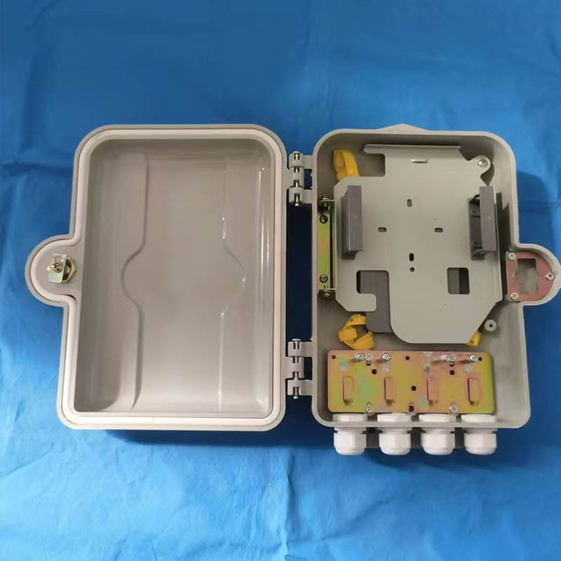 供应光纤分纤箱8芯SMC光缆分光插卡式室外光分路器箱可抱杆壁挂