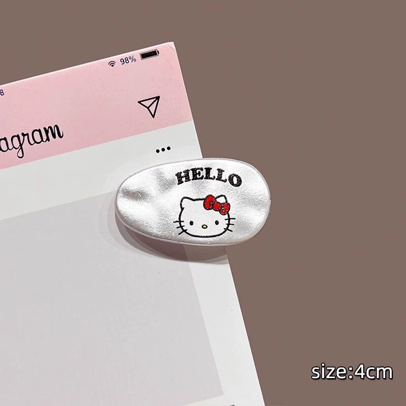 可爱甜美珍珠白KT猫椭圆发夹卡通少女ins百搭刘海夹网红发卡批发|undefined