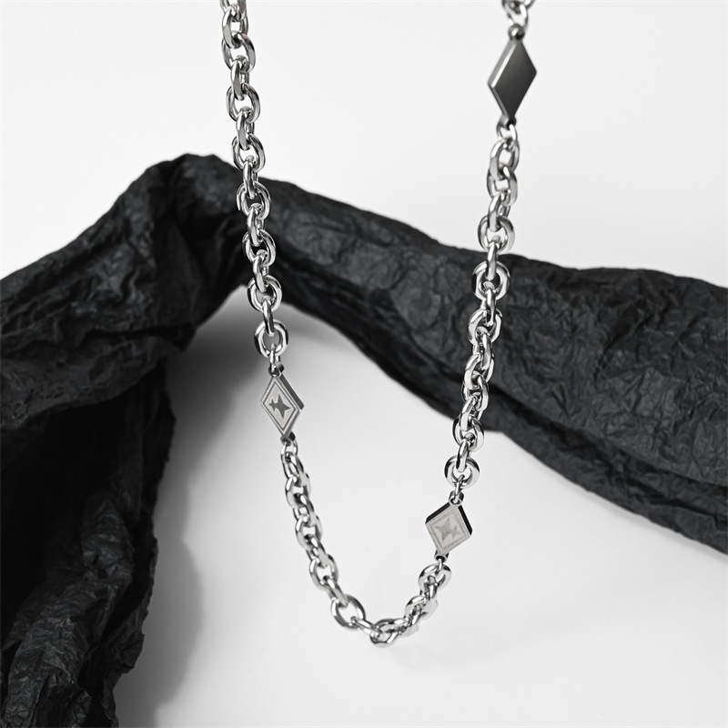 Titanium Steel Material Hip-Hop Vintage Style Rhombus Titanium Steel Polishing Men's Necklace Men Chain Necklaces