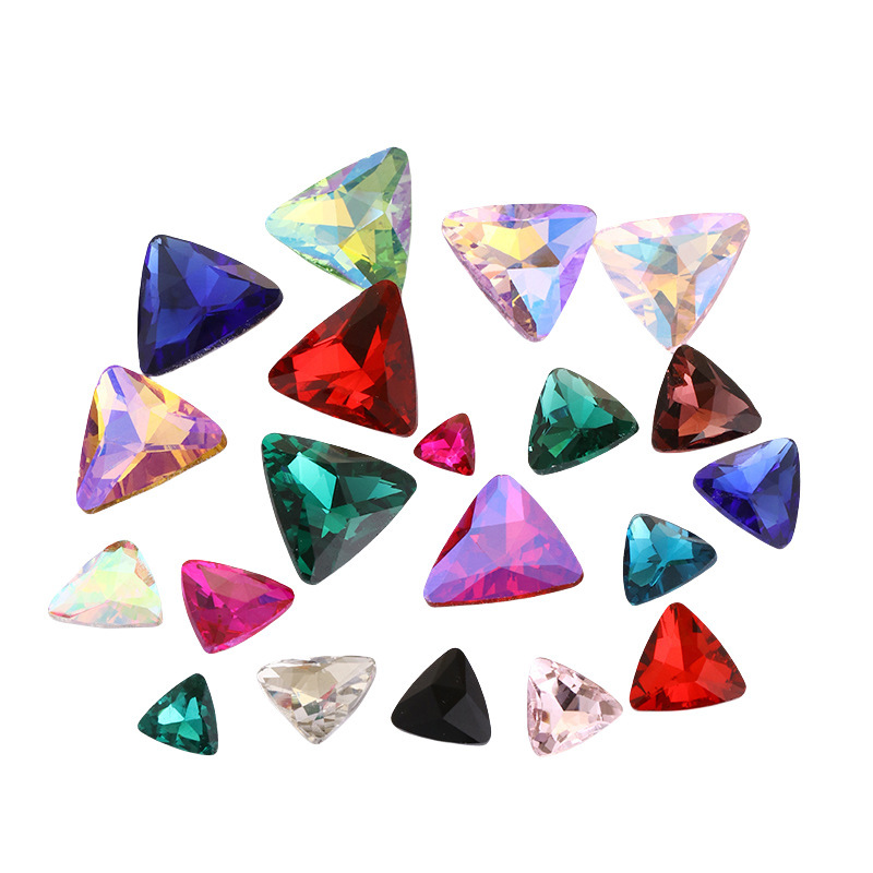 Wholesale crystal triangle drill pointed bottom special-shaped drill mobile phone case shoe cap stick drill accessories material glass triangle rhinestone