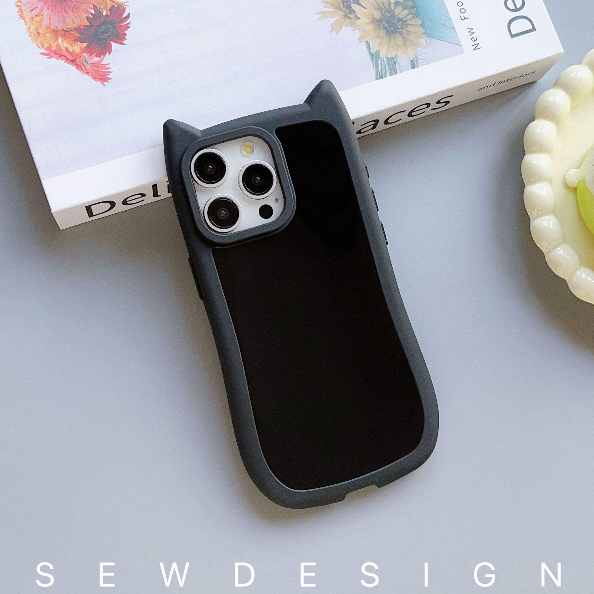 Miniatura y transparente para orejas de gato para Apple 16 caso de teléfono celular iphone 15pro personalidad creativa 13pro nicho 11