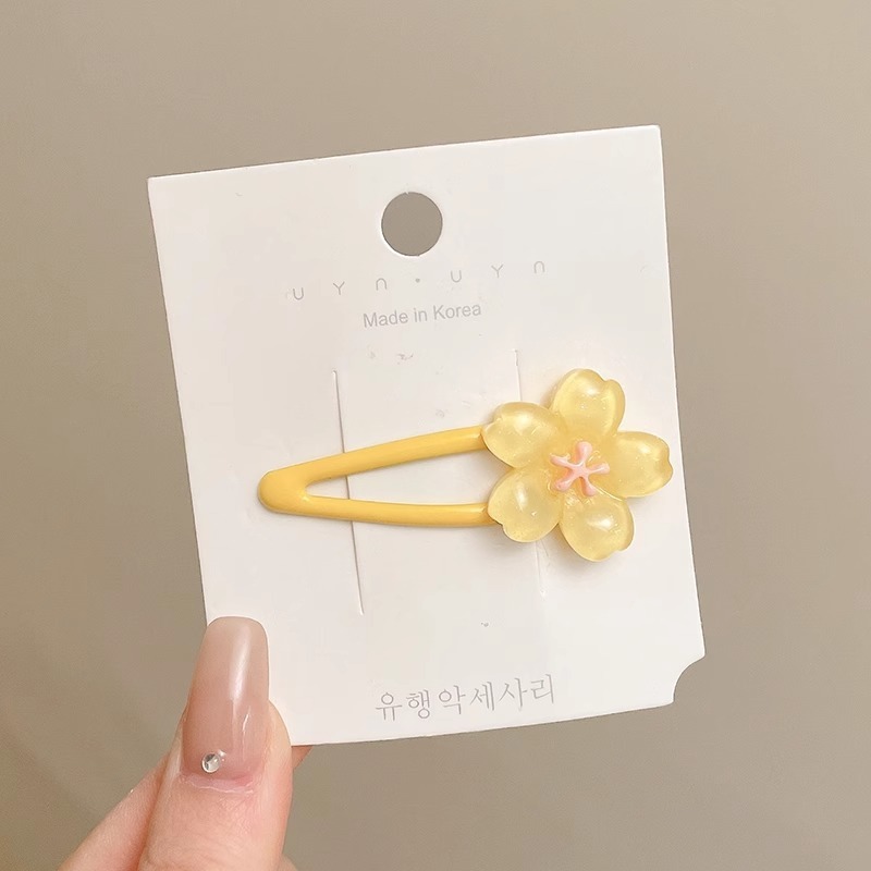 细闪果冻色樱花发夹花朵可爱侧边夹 ins少女夹子刘海碎发夹头饰品|undefined