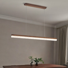 北美黑胡桃木一字长条灯极简餐厅客厅吊灯新中式茶室灯吧台灯具