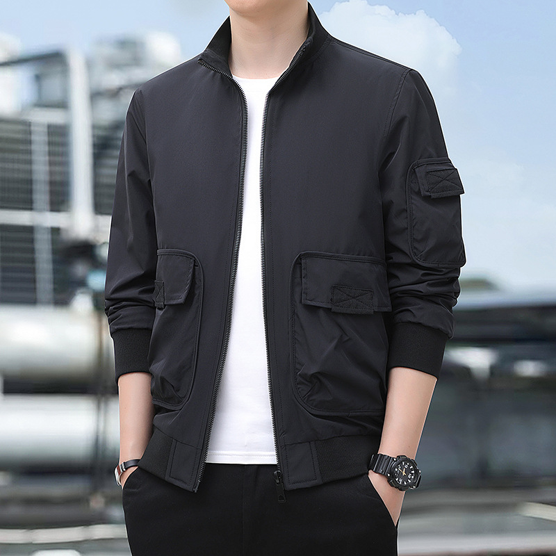Primavera y otoño para hombres de mediana edad camping chaqueta casual al aire libre nueva chaqueta de cuello vertical chaqueta de manga larga