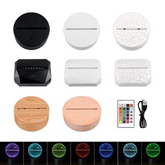 プラスチックの実木の台の充電の黒い殻の丸い方のUSBは電気のひびを入れてカラフルな3dの小夜の明かりのリモコンの16色をタッチします。
