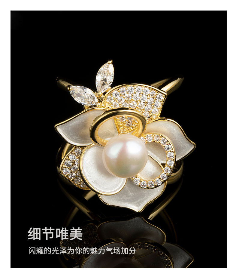 小香风山CHA花丝巾扣时尚优雅淡水珍珠花朵方巾扣