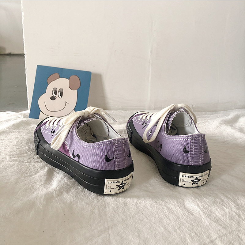 遠步2021年新款韓版百搭ins原宿帆布鞋女低幫網紅香芋紫學生板鞋