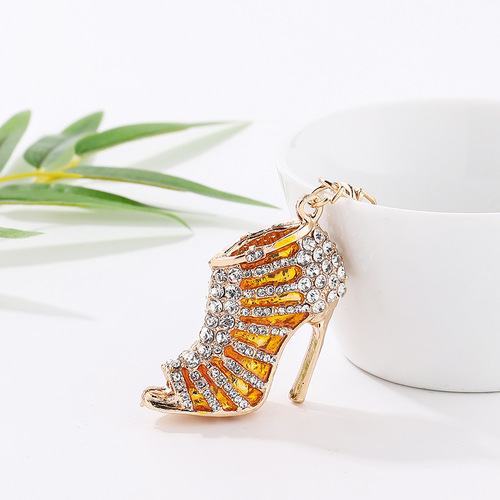 Goddess high heels keychain cute crystal pendant Korean creative bag keychain birthday gift gift