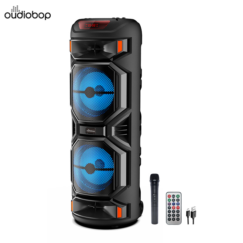 Comercio exterior altavoz doble de 8 pulgadas altavoz grande baile cuadrado al aire libre micrófono inalámbrico portátil K canción micrófono tarjeta de audio