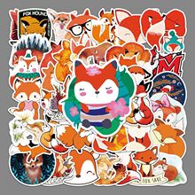 50张卡通diy狡猾狐狸个性装饰贴纸行李箱滑板车冰箱汽车装饰贴纸