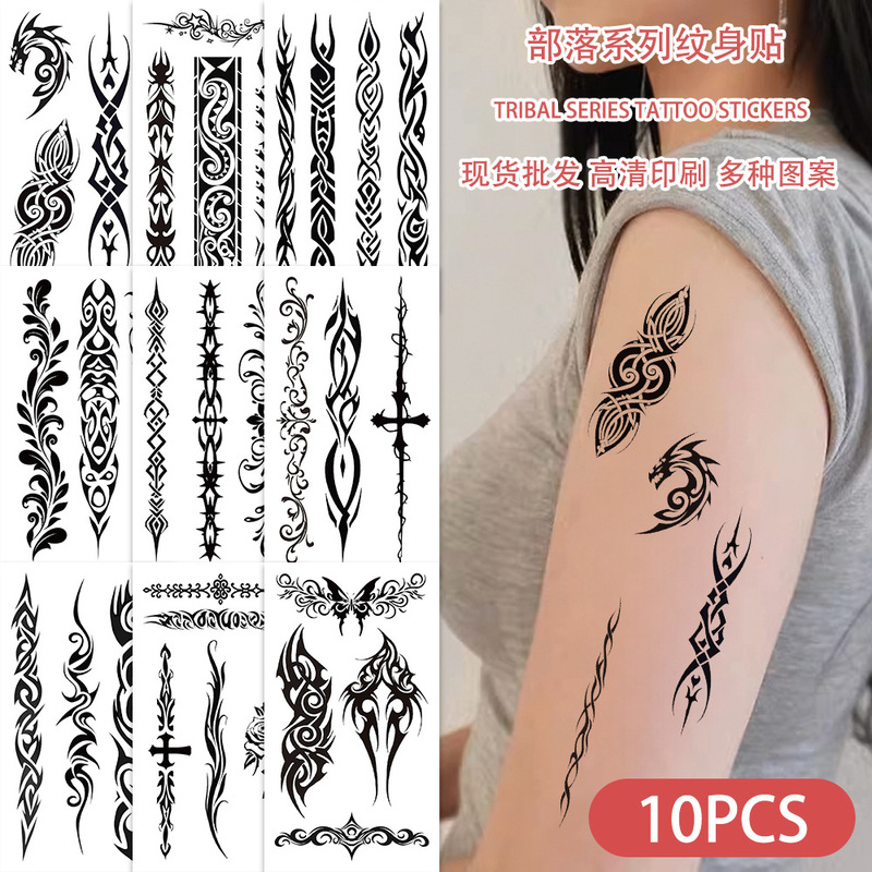 10 pieces of tribal tattoo stickers high color value small pattern personality party finger decoration diy decoration material stickers