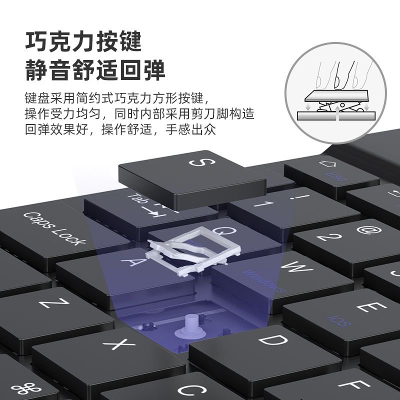 In stock inalámbrico Bluetooth teclado ultra delgado silencioso para iPad Huawei teléfono móvil tableta de oficina teclado y ratón conjunto