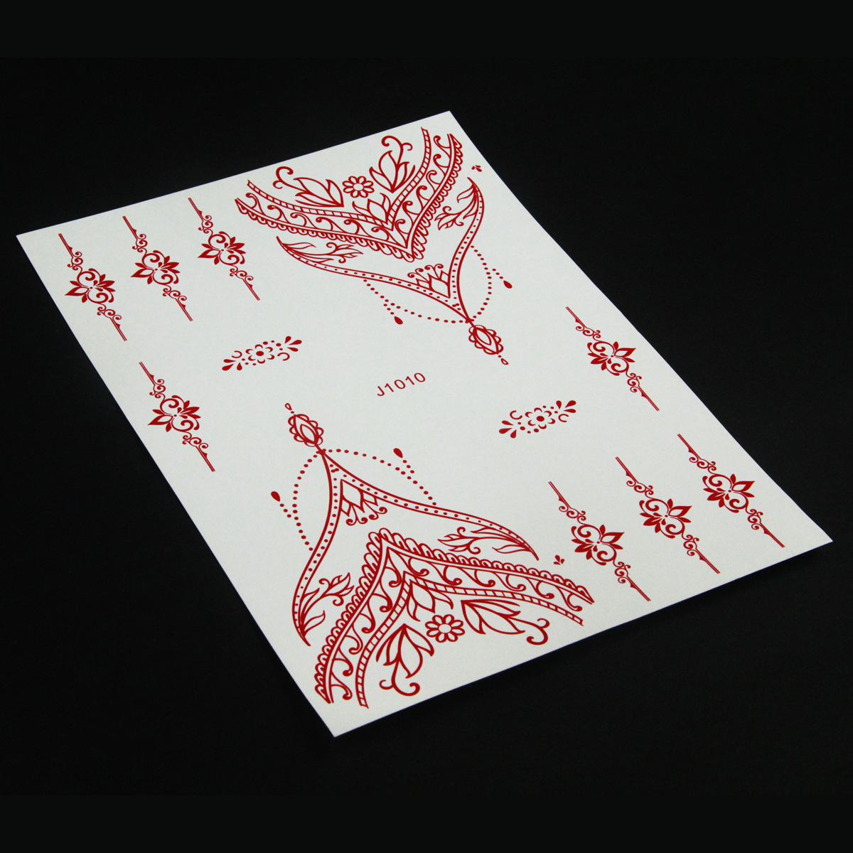 Parte posterior de la mano India Hina tatuaje etiqueta engomada Vermilion Hannah encaje tatuaje etiqueta engomada de transferencia de agua