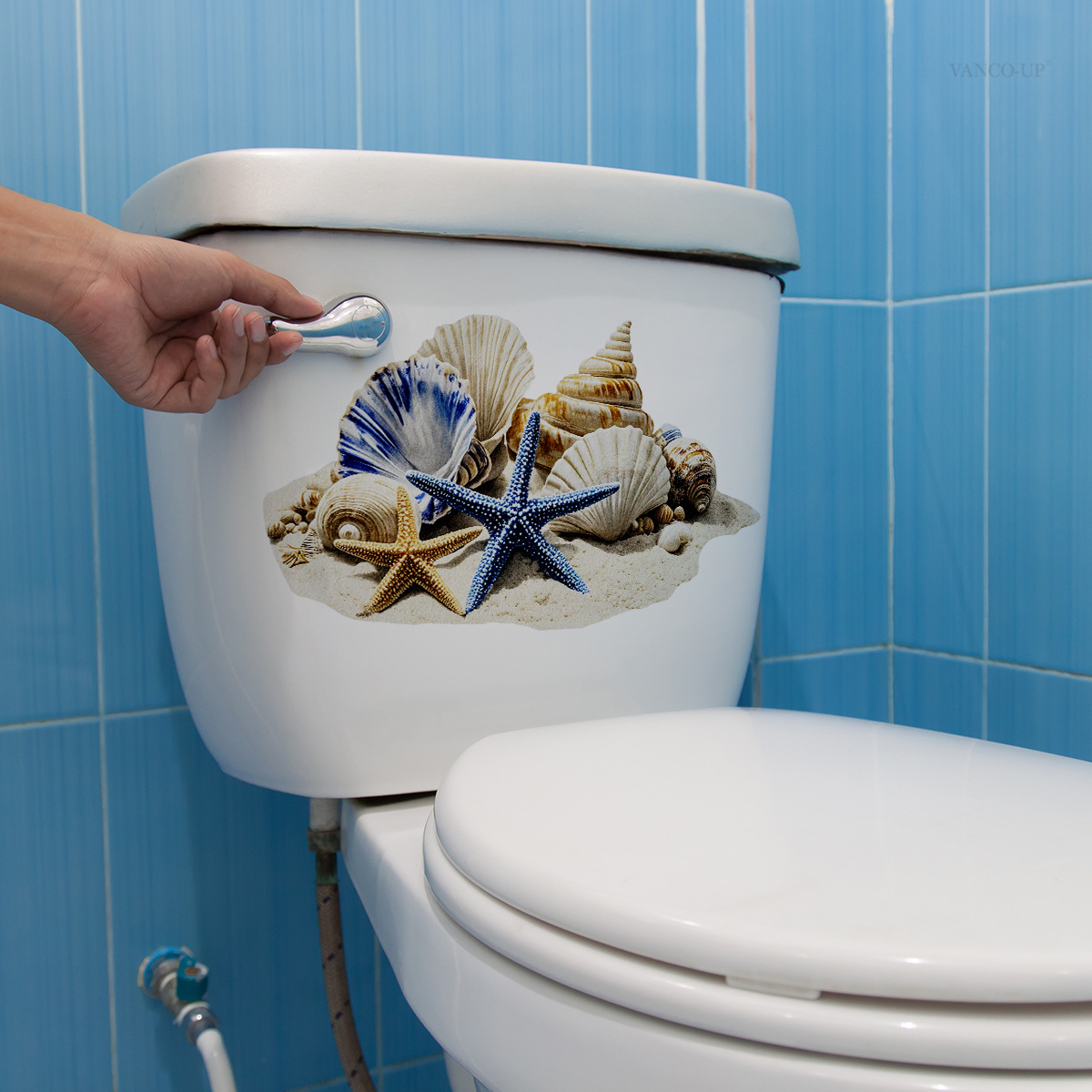 多款新款创新地中海风格海星沙滩贝壳马桶贴卫生间装饰自粘墙贴