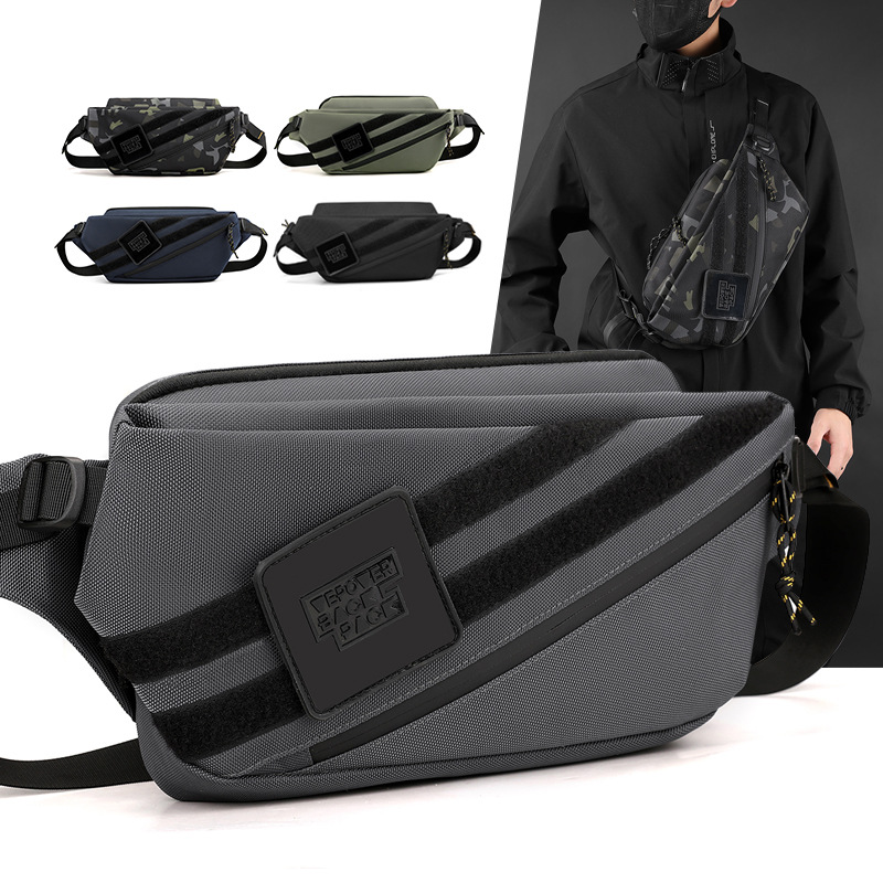 Trendy Chest Bag Men's Crossbody Bag 2024 New Fashion Casual Large Capacity Waterproof Nylon Cloth Shoulder Small Waist Bag