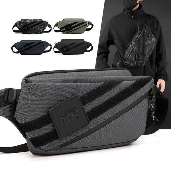 Trendy Chest Bag Men's Crossbody Bag 2024 New Fashion Casual Large Capacity Waterproof Nylon Cloth Shoulder Small Waist Bag