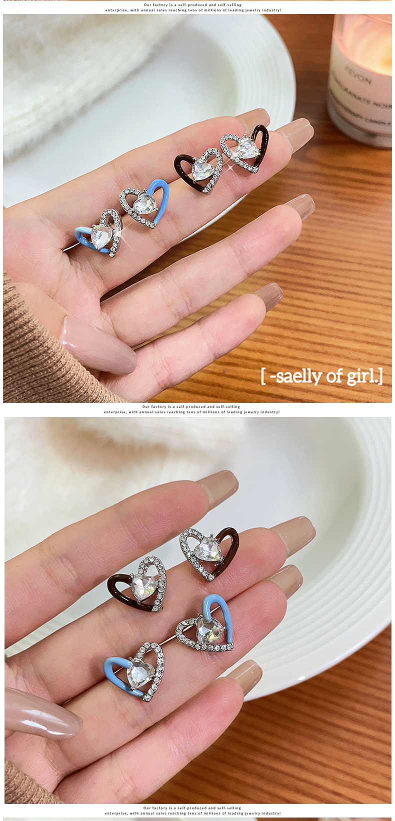 1 Pair Fashion Heart Shape Alloy Inlay Rhinestones Womenu0027S Ear Studs