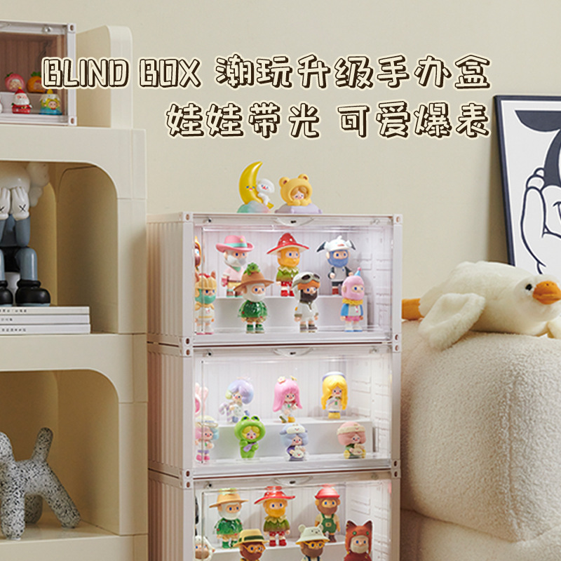 泡泡瑪特盲盒收納展示櫃樂高手辦防塵集裝箱公仔娃娃工業風展示盒
