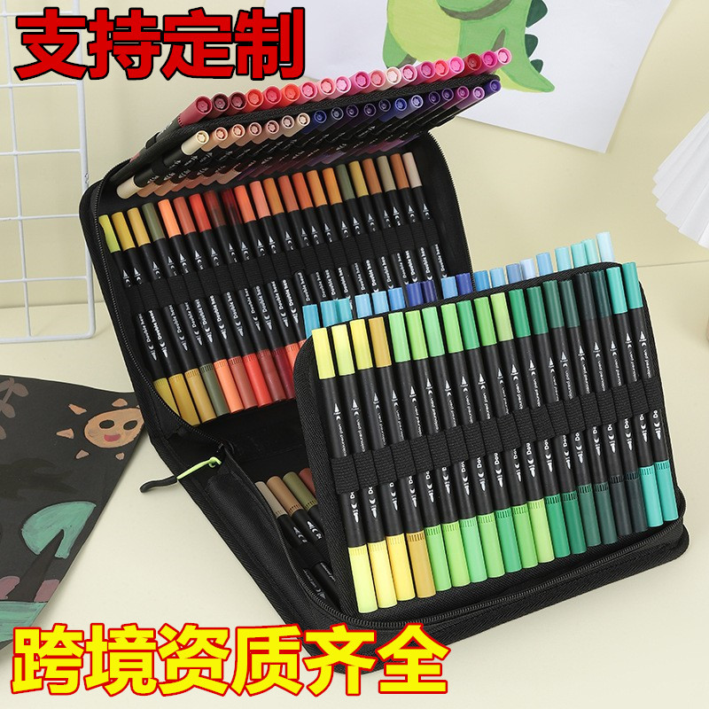 120 color 72 color 60 color de doble cabeza acuarela pluma traje de cabeza suave gancho pluma arte de los niños pintura cepillo pintura material suministros