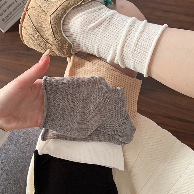 Summer Thin Calf Socks for Women, Basic Solid Color, Non-Stuffy, Stacked Socks with Vertical Stripes, Rolled Edges, Breathable, Sweat-Absorbent, Versatile Cotton Socks Summer Thin Calf Socks for Women, Basic Solid Color, Non-Stuffy, Stacked Socks with Vertical Stripes, Rolled Edges, Breathable, Sweat-Absorbent, Versatile Cotton Socks