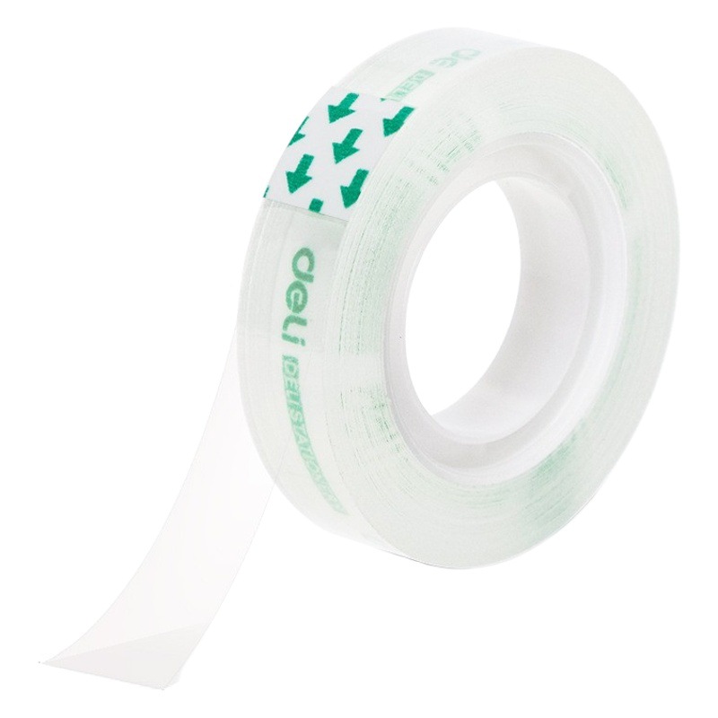 Deli 30009 cinta adhesiva fácil de rasgar transparente de alta papelería adhesiva estudiante lágrima mano cinta adhesiva 1,2 cm fuerte cinta adhesiva estrecha