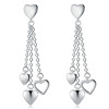 Fashionable silver earrings, long accessory heart shaped, wholesale, Korean style