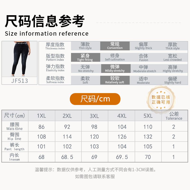 跨境欧美大码加肥紧身牛仔裤时尚提臀小脚裤亚马逊大码牛仔裤女|undefined
