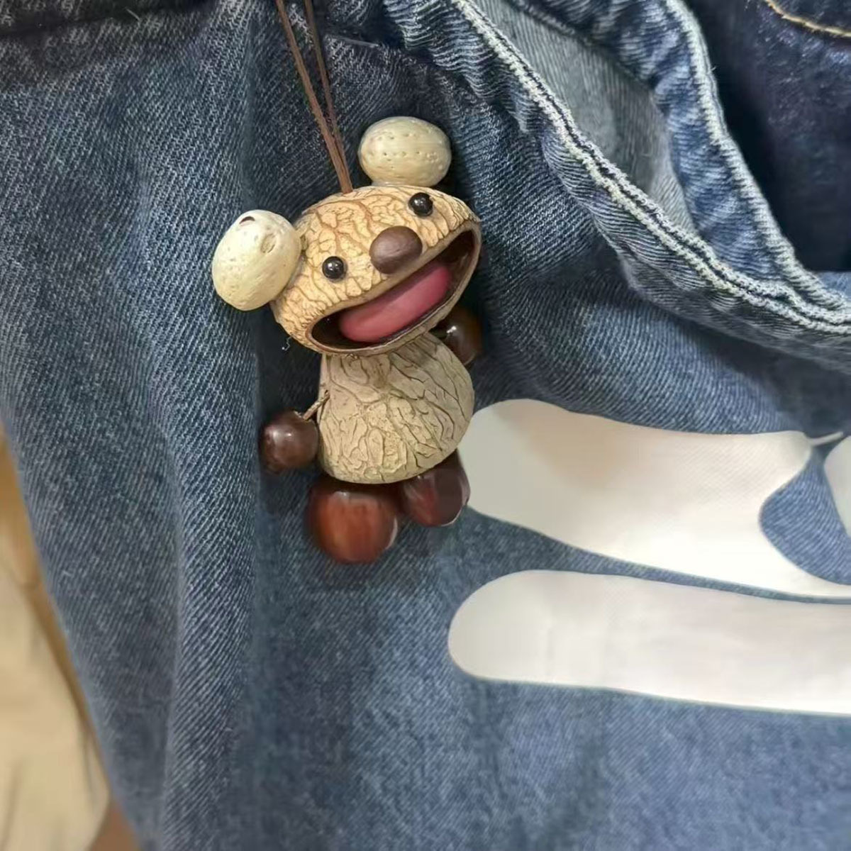 成品果壳风铃丑萌娃娃静心治愈包挂件  手工植物种子背包骑车挂饰