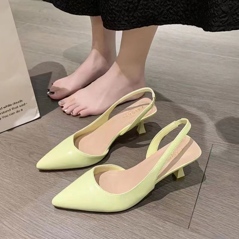 Fashion Versatile Stiletto High Heels for Women 2025 Summer New Pointed Toe Single Shoes Elegant Closed-Toe Back Strap Sandals