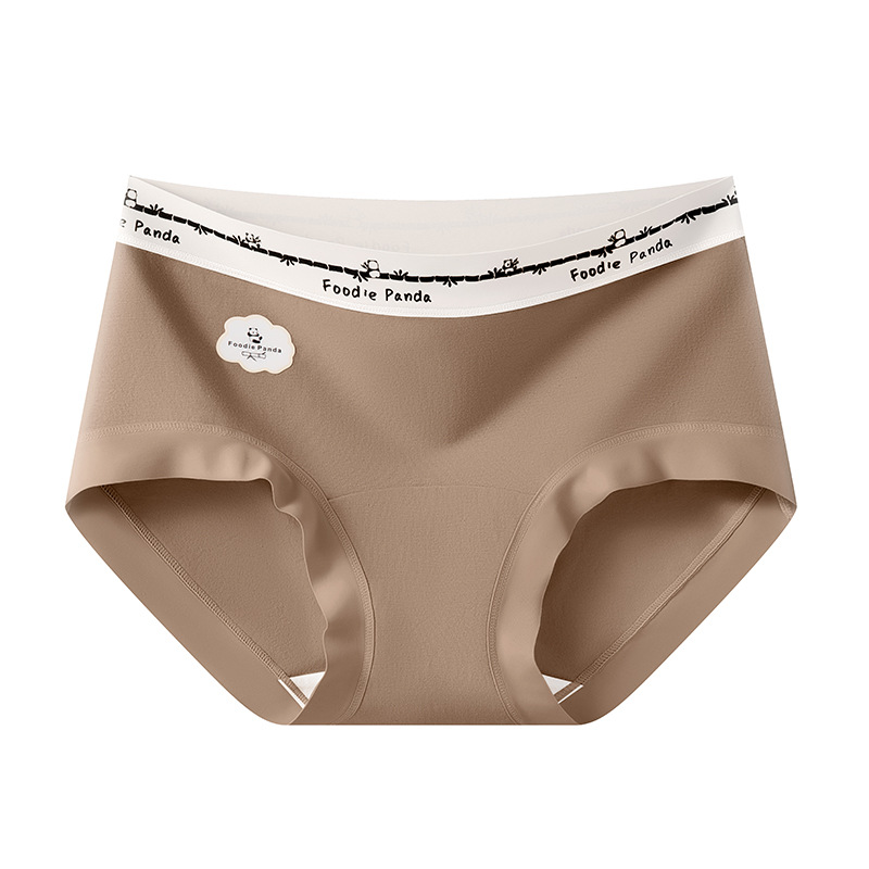 Bragas de algodón panda de color en contraste, entrepierna antibacteriana de algodón para bebés Clase A, entrepierna larga, entrepierna de algodón, cintura media, calzoncillos sin costuras para mujer