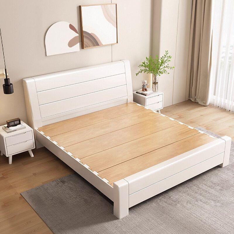 Blanca madera maciza cama de madera 1.8 cama doble cama simple de alquiler económico moderno almacenamiento doméstico de 1,2 m