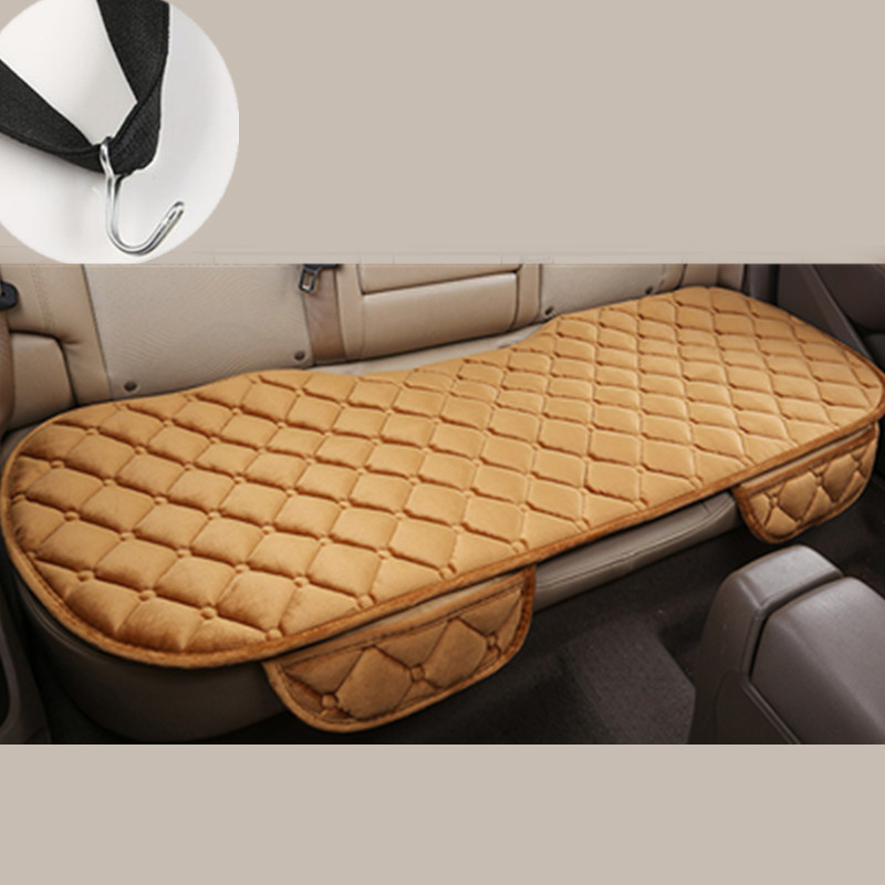 Seat cushion, seat cover – Qìchē Piece Non-Slip - rhombus-plush-khaki-rear-row-with-pocket-and-hook