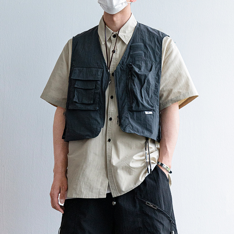 2023 Spring/Autumn New Style Workwear-Style Short Casual Vest for Men, Cityboy Sleeveless Jacket, Trendy