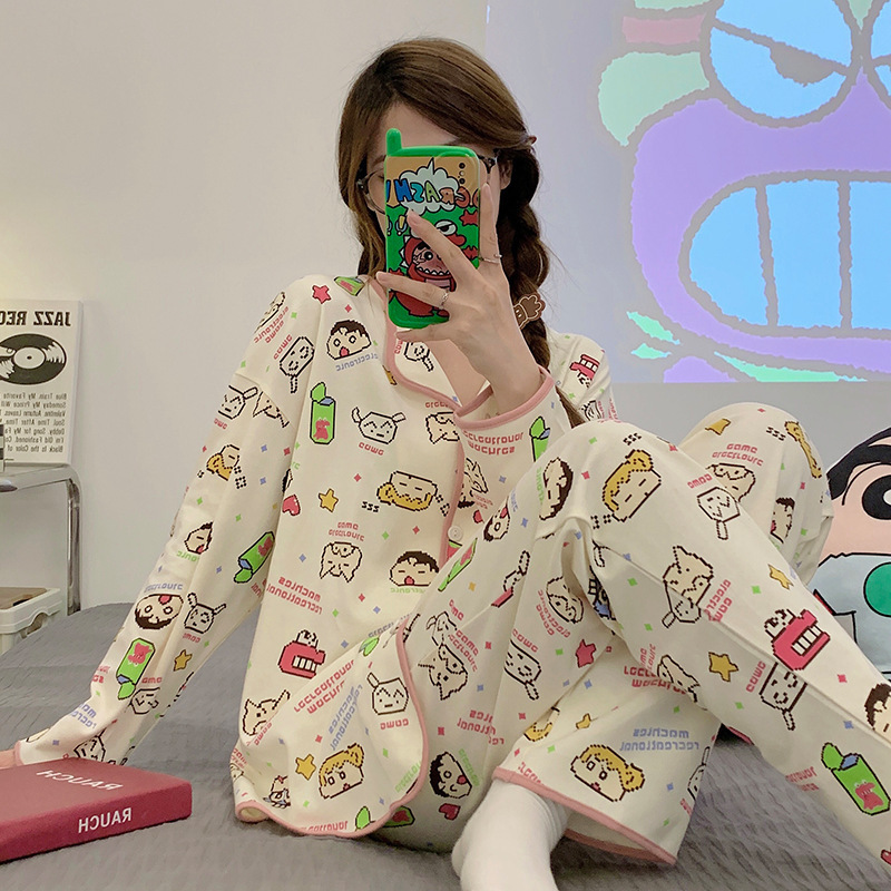 2025年新款套装春秋季少女风长袖长裤ins家居服开衫可爱甜美睡衣|undefined