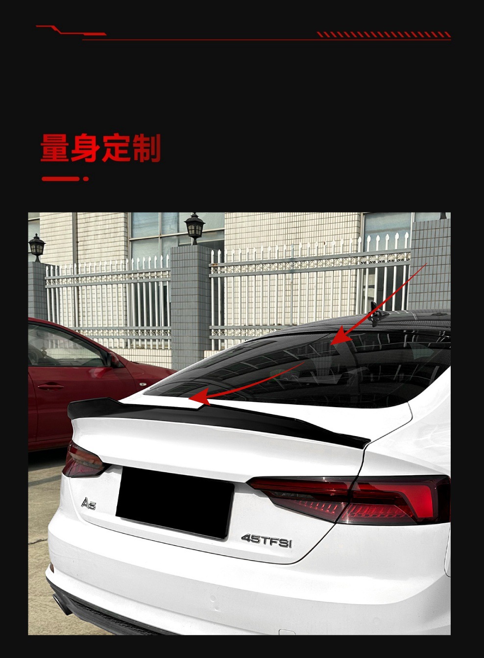 Suitable for 2017-2024 Audi A5 F5 S5 Four-Door Sportback Psm Rear Wing Fixed Wing Cross-Border Accessories