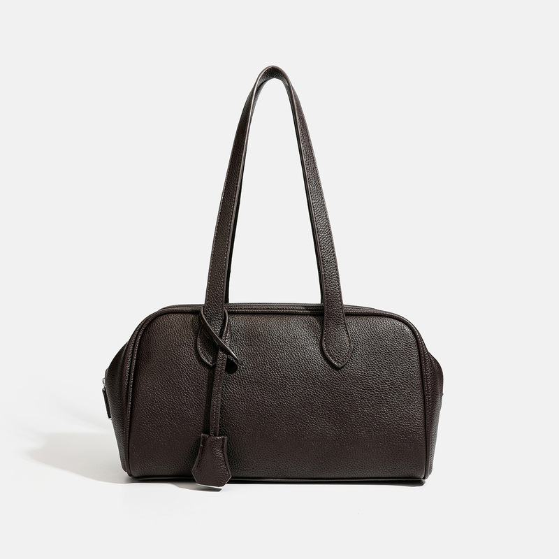 2026 Summer New High-End Lychee Pattern Boston Bag for Women, Versatile for Work and Commuting, Large Capacity Handbag and Shoulder Bag