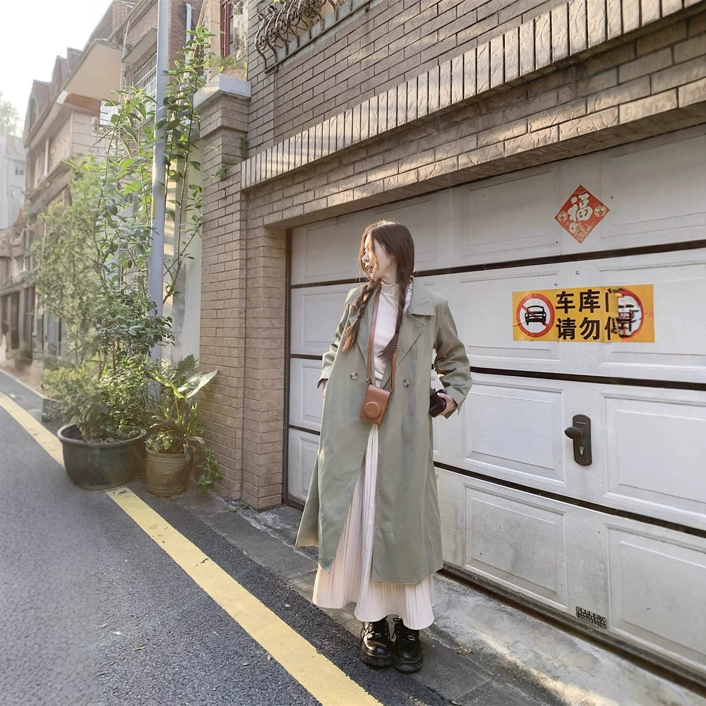Дизайн весенний ретро длинное модное trench coat, куртка, oversize, свободный крой, британский стиль, плюс сайз, максимальная длина