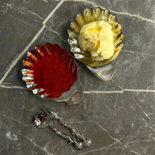 不锈钢贝壳蝶金属奶酪盘 ins风蛋糕碟沙拉水果盘糕点盘干果茶点盘