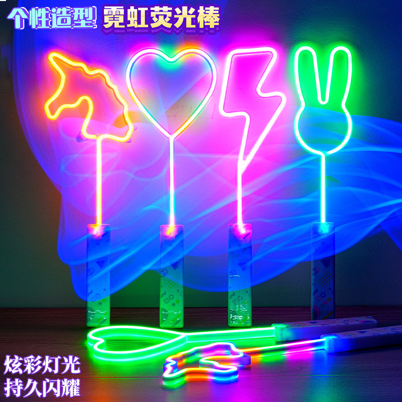 Led Neon Light Flash Stick Large Support Fluorescent Stick Light Luminous Toy Fairy Stick Magic Wand Cross-Border