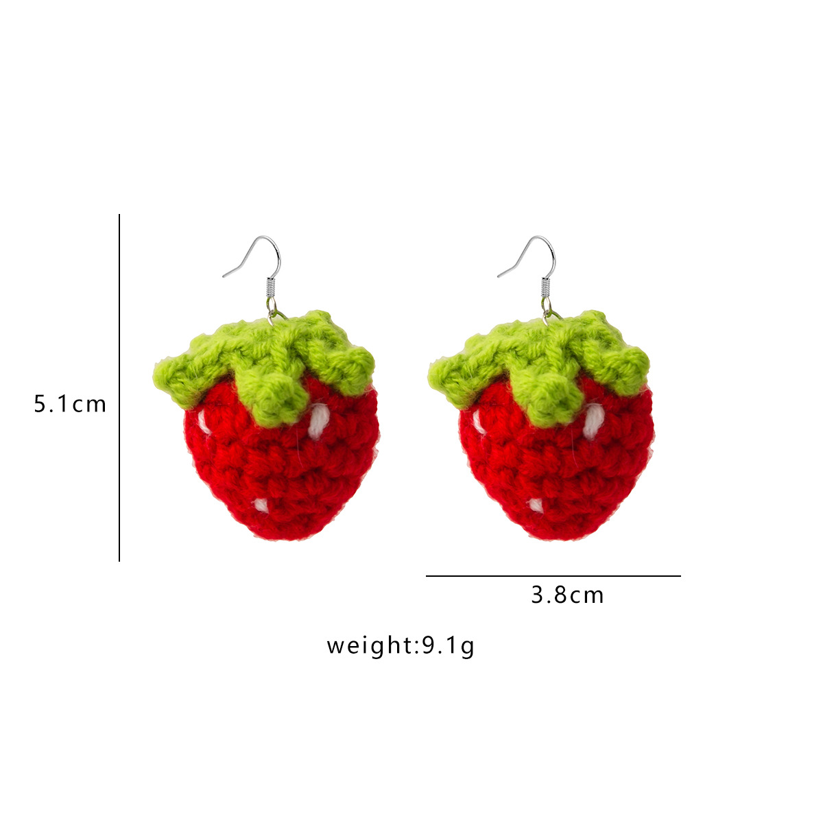 10g Weight 1 Pair Simple Style Strawberry Plating Cloth Drop Earrings