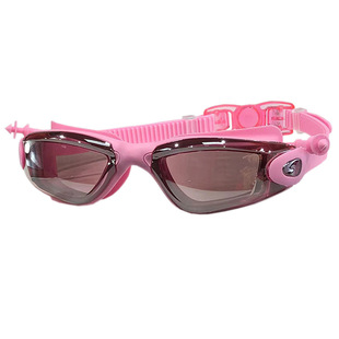 Factory direct supply silicone dazzle silver swimming goggles adult new swimming glasses one-piece earplug plating anti-fog swimming goggles