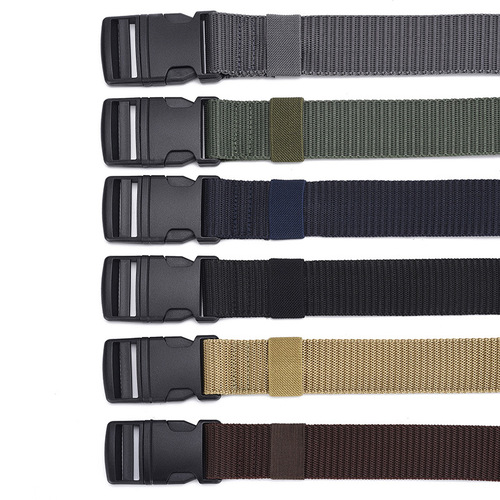 Cross-border nylon belt for men with buckle for outdoor sports, metal-free, hypoallergenic tactical belt, casual Korean style, breathable