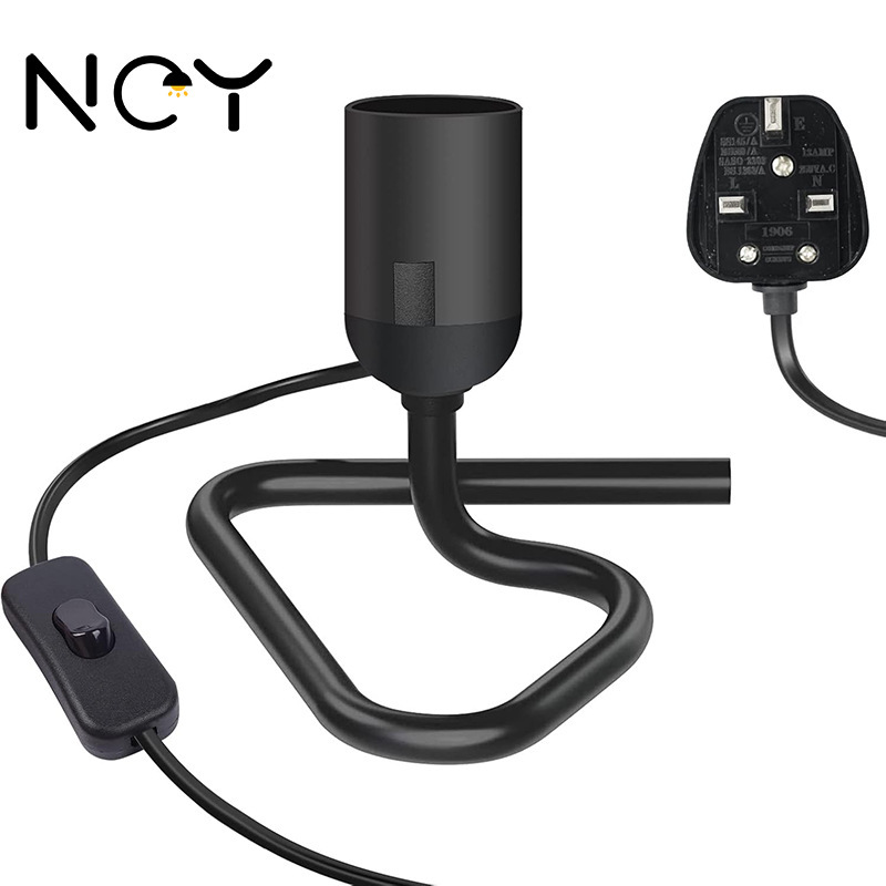Cross-Border New British Standard Plug Switch Cord Triangular Stable Bracket Vertical Table Lamp Holder E27E26 Lamp Holder Cord Button Cross-Border New British Standard Plug Switch Cord Triangular Stable Bracket Vertical Table Lamp Holder E27E26 Lamp Holder Cord Button
