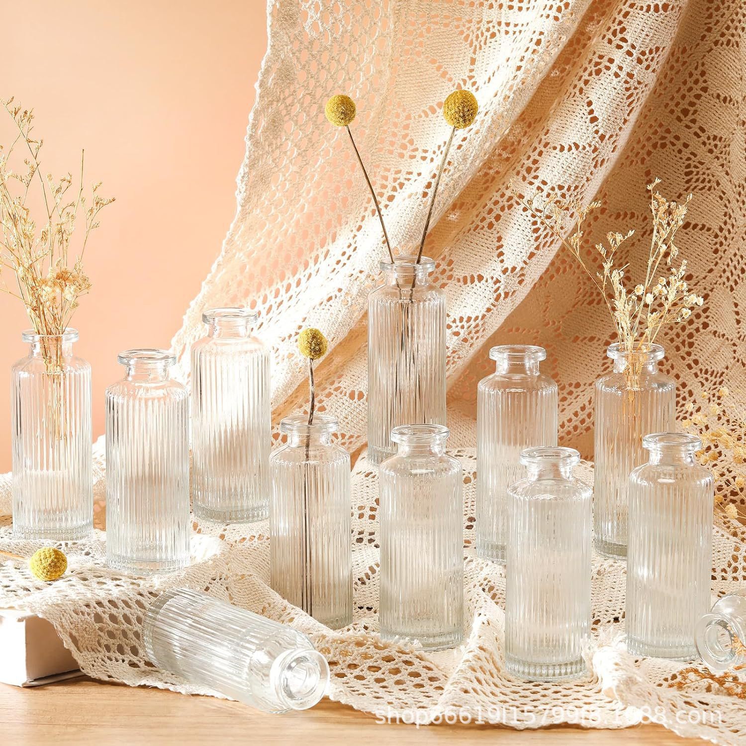 Relieve retro europeo azul y amarillo gradiente spray mini hidroponía jarrón aromático conjunto de jarrón de vidrio de flores secas